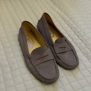 Tod's Women's Taupe Suede Loafers